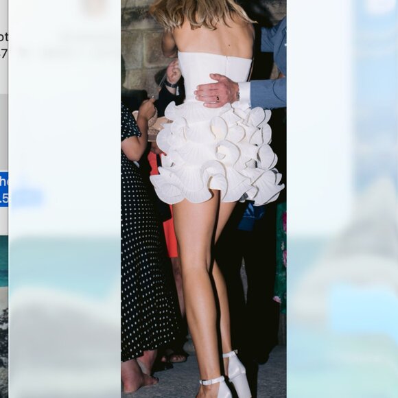 Bridal Mini Dress - Anthropologie Strapless Basque-Waist Ruffle-Hem Mini Dress - Picture 10 of 12